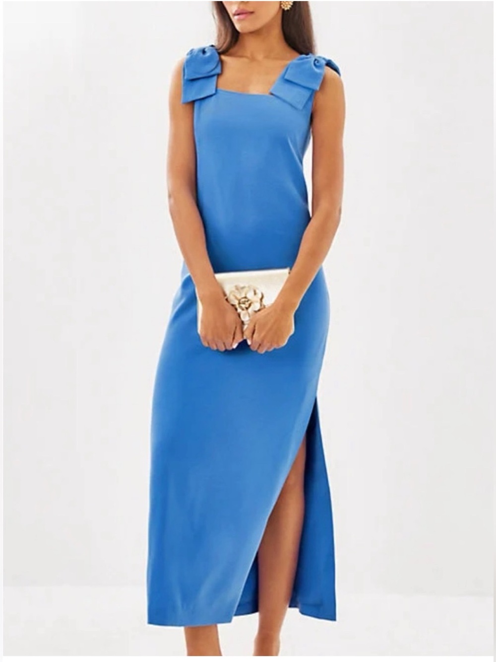 LILY PULITZER Sz 16 Bernice Blue Maxi Dress Bow Details Orig$278 Excellent Cond